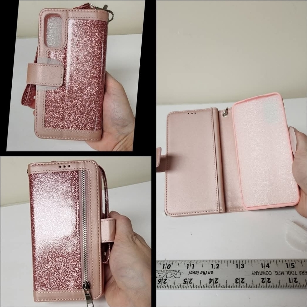 Galaxy S20 Glittery Pink Phone Wallet Case New‎